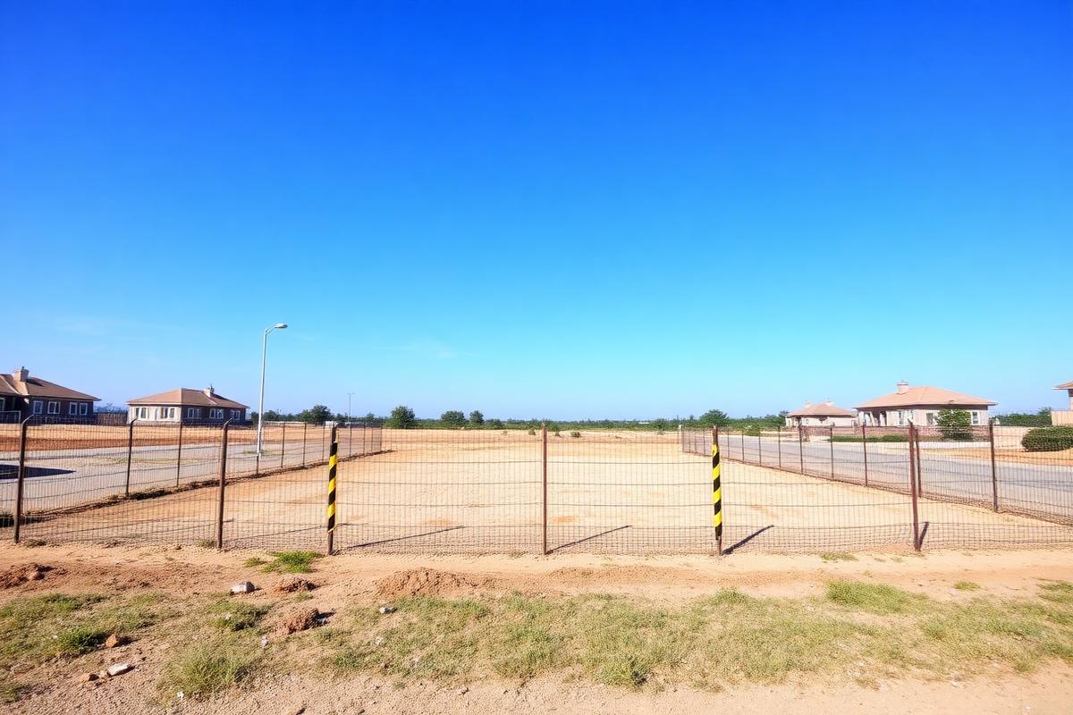 Fenced residential land plot inside a developing gated estate